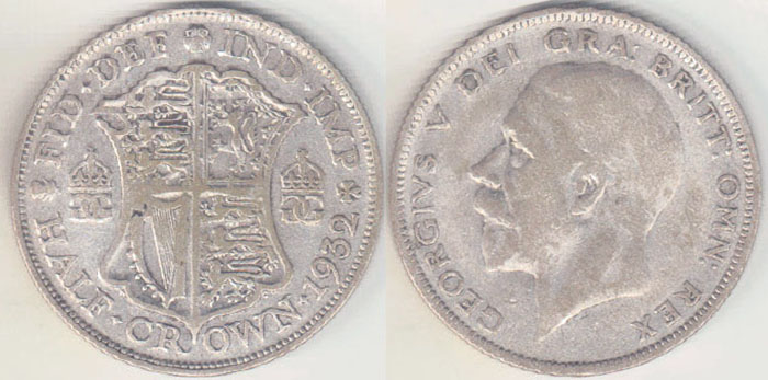 1932 Great Britain silver Half Crown A001484
